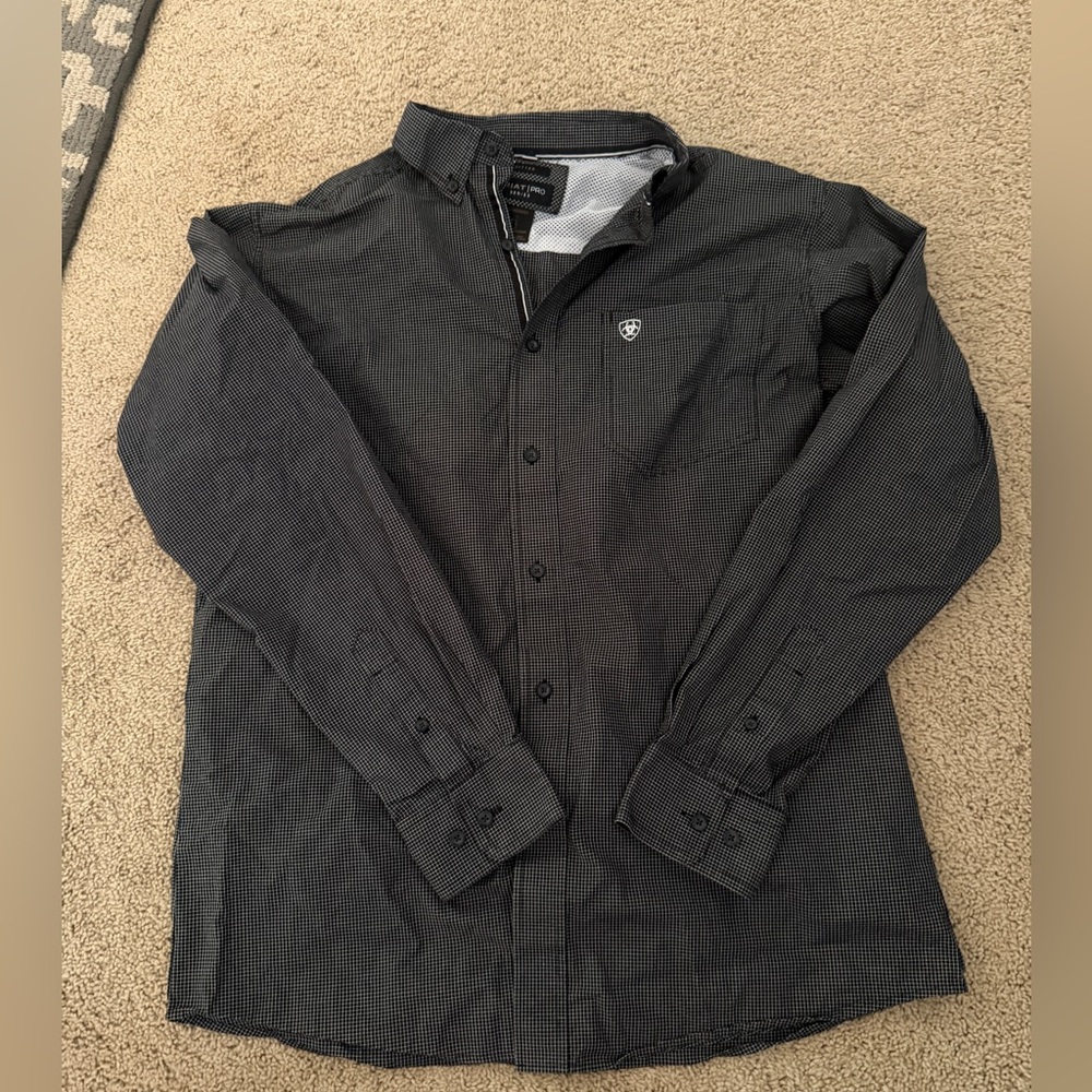 Ariat Pro Series Men's fitted Shirt - Black & White size Large